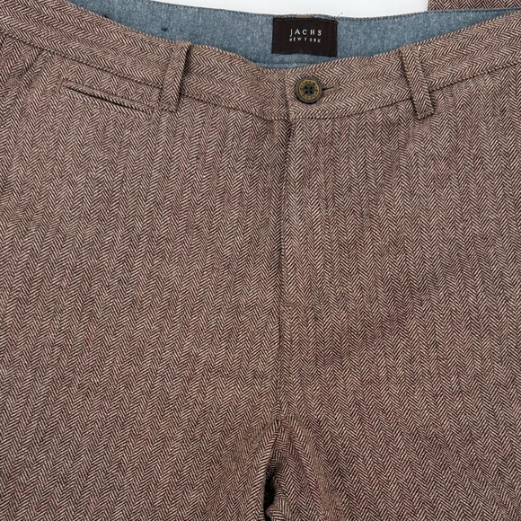 Jachs Men's Tan brown tweed wool blend pant Bowie fit - Picture 3 of 6
